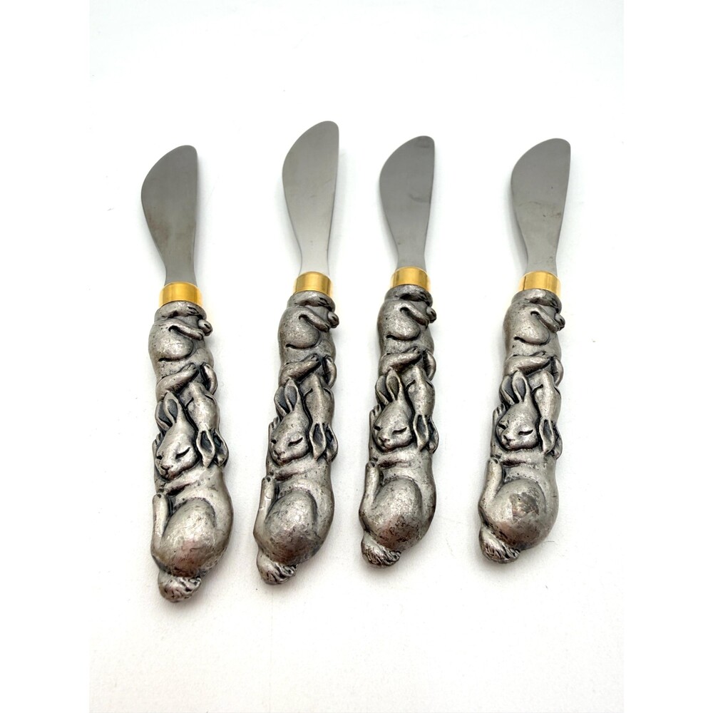 Set of 4 Bunnies Cheese or Butter Spreaders by Arthur Court